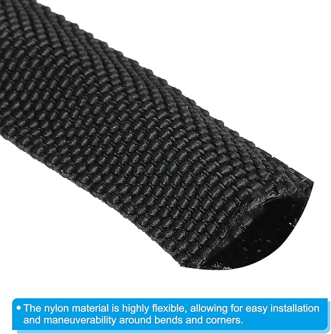 PATIKIL 0.7" Dia 10FT Nylon Protective Hose Sleeve, Cable Cover Sheath Protection for Welding Tig Torch Hydraulic Hose, Black