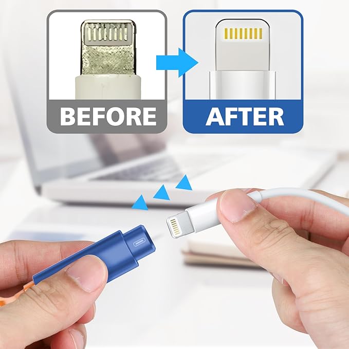 iPhone Cleaning Kit iPhone Cleaner, Phone Charging Port Cleaning, Cell Phone Repair Restore Tool for AirPod pro and iPad, Lightning Charger Cables Speaker Cleaner for Electronic Devices, Dark Blue