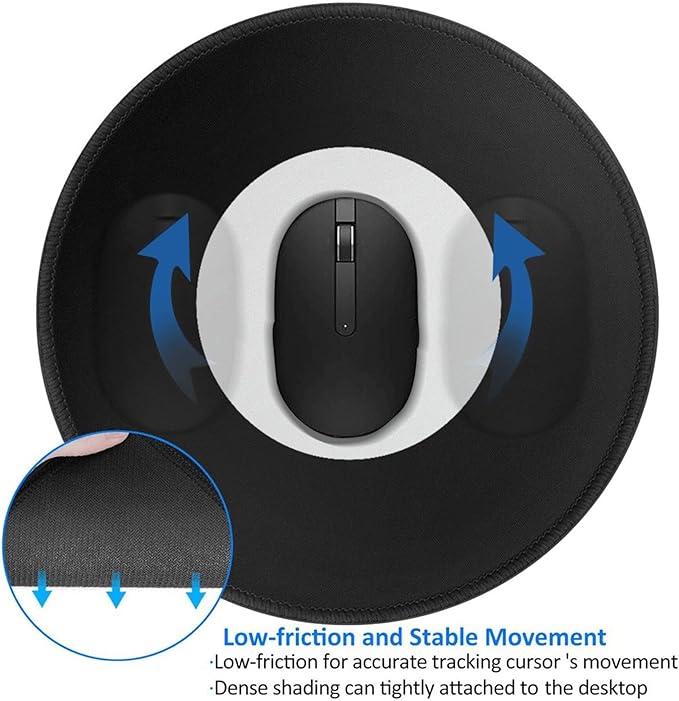 8 Ball Round Mouse Pad Premium Textured Mouse Mat Washable Mousepads with Extended Stitched Edges Non Slip Rubber Base Small Mousepad 7.9 X 7.9 X 0.12 Inches