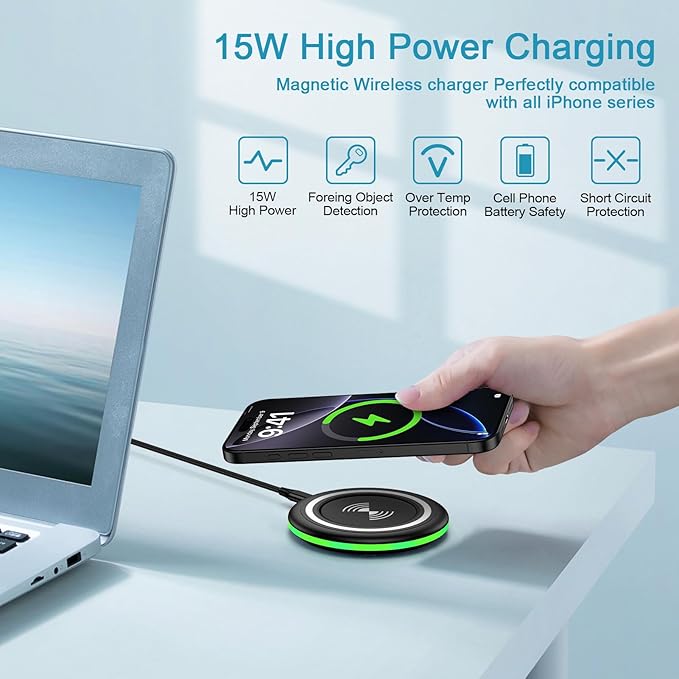15W Samsung Wireless Charger Fast Charging Pad for Samsung Galaxy S26 S25 Edge S24 Ultra S23 S22 S21 S20 Z Flip 7 FE 6 5 4 3 Z Fold 7 6 5,Wireless Charging Station Charger Mat for iPhone 17e 17 16 15