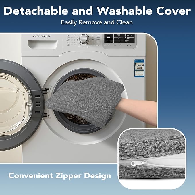 Chair Cushions for Dining Chairs, Non Slip Chair Pads with Ties and Washable Covers, Memory Foam Kitchen Chair Cushions Set of 6, 16"X16"X2.5", Dark Gray