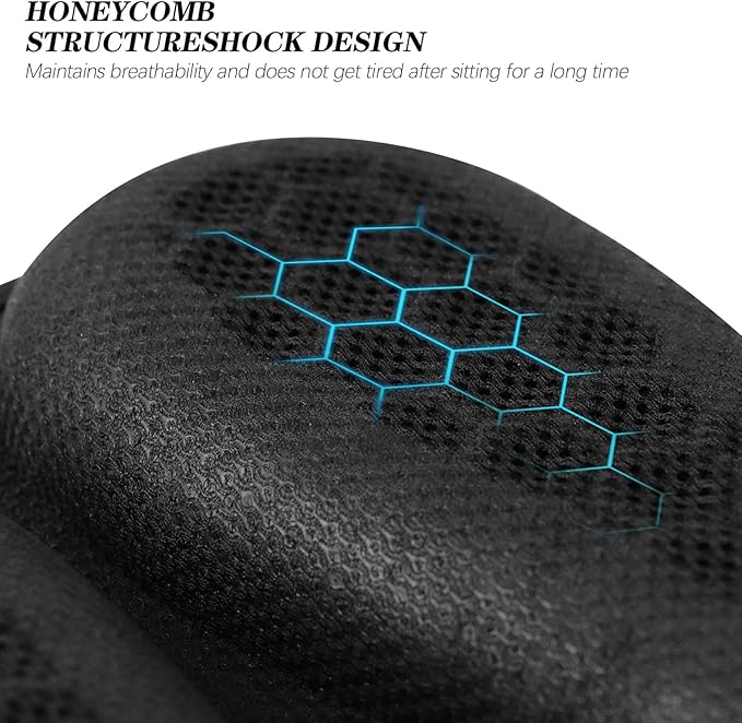 PACEWALKER Universal Motorcycle Gel Seat Cushion 3D Honeycomb Structure Breathable and Shock Absorption Pad for Comfortable Long Rides
