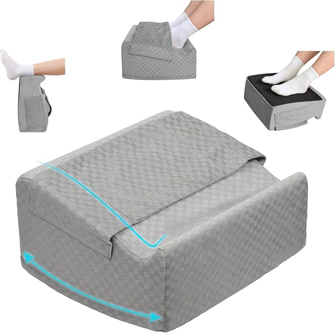 Ergonomic Foot Rest for Under Desk at Work – 15° Tilt Angle Under Desk Footrest with High-Resilience Foam, Velvet Top & Non-Slip Base, Comfortable Foot Stool for Office Chair and Home, Grey