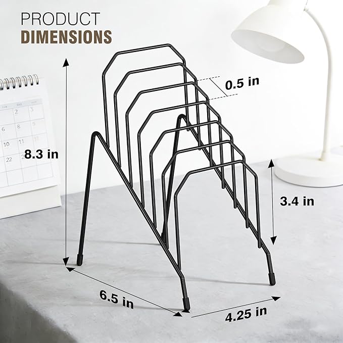 Gawerk Incline Desk Mail Organizer, Mail Sorter Letter Organizer Rack with 6-Section Vertical Compartments Rack for Letters, Postcards, Brochures, Mail Holder for Office, Home, School (4 Pack)