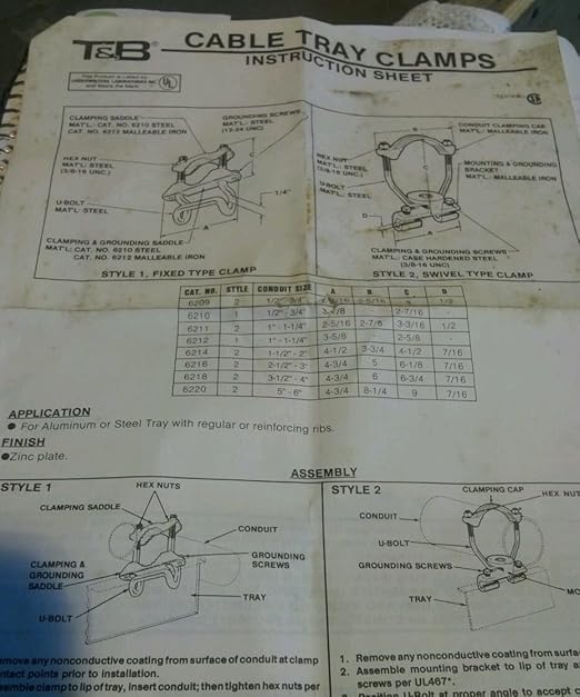 T&B 6216 Cable Tray Clamps Box of 5