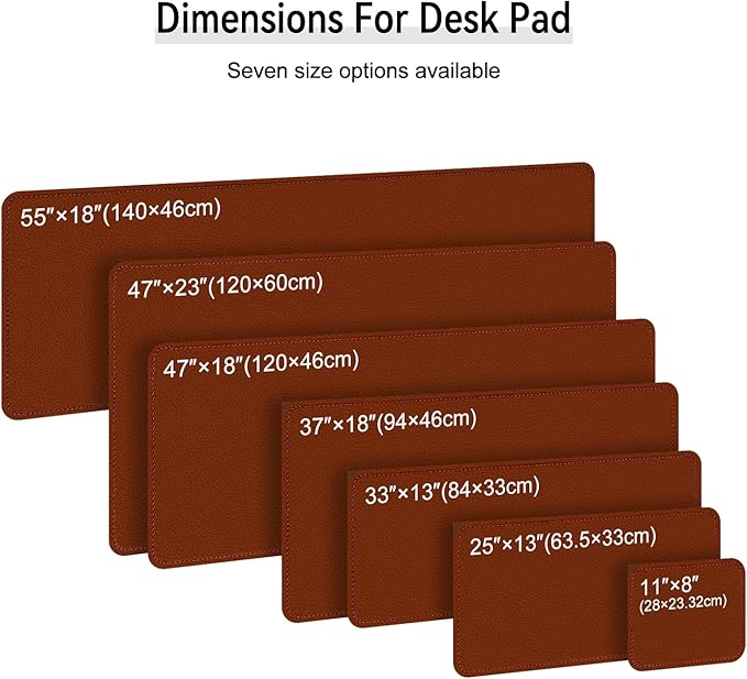 Leather Mouse Pad with Stitched Edge, Waterproof Gaming Mouse Mat for Computers, Laptop, Office & Home (Brown, 33"*13")