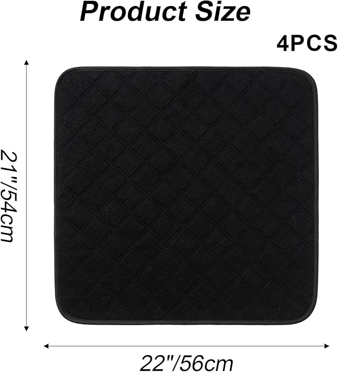 Kenaoeo 22 x 21 Inch Waterproof Chair Pads for Incontinence 4 Pack Reusable Washable Absorbent Seat Protector Pads Non Slip Wheelchair Accessories for Home and Travel, Black