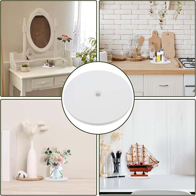 1 Pcs White 8 inch Acrylic Lazy Susan Rotating Turntable Organizer Bearings - Round Swivel Plate for Spice Rack, Table, Cake, Kitchen Pantry