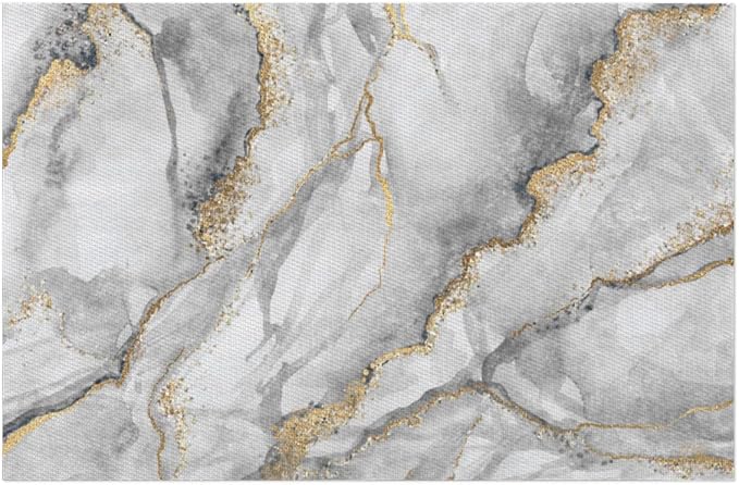 Placemats Set of 4 Heat-Resistant Rectangle Place Mats Grey Gold Marble Washable Plastic PVC Dining Table Mat Non-Slip Wipeable Woven Vinyl Placemat for Kitchen Patio Table Decor