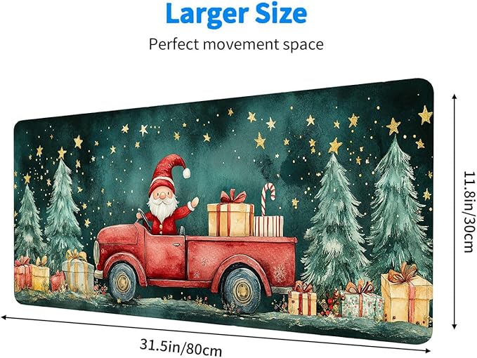 Christmas Mouse Pad Truck Candy Cane Present XL Mouse Pad Large Mousepad Extended Laptop Keyboard Mat Gaming Desk Pad Mouse Mat Great for Work-from-Home or Office Use 31.5x11.8 Inch