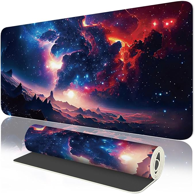 Leather Desk Mat 31.5" x 15.7", Desk Pad for Computer or Laptop, Galaxy Computer Mat Mouse Pad for Keyboard or Mouse, Large Desk Mat for School, Office, Home (Galaxy, 31.5"x 15.7")