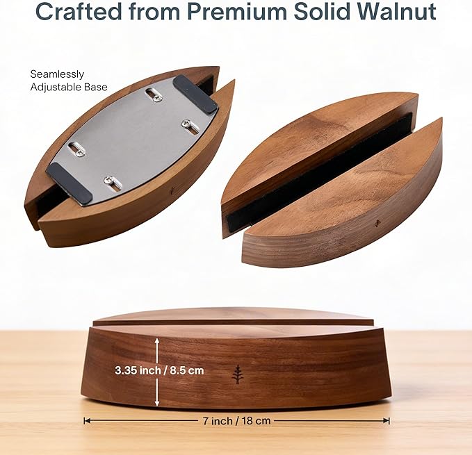 Nordik Adjustable Vertical Laptop Stand - Walnut - Premium Laptop Holder for Home Office, Software Engineers - Space Saving Desk Laptop Dock - Stable Non-Slip Wood Stand - MacBook Pro