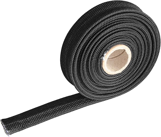 Heat Hose Fiberglass Wrap Shield Sleeve- 1/2" ID x 10'Black Adjustable Hose Heat Shield Spark Plug Wire fuel line Roll For Car Wire Loom cable Brake Line Cable