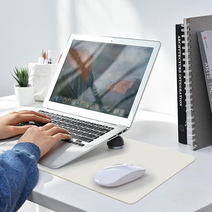 Leather Desk pad Protector, Office Mat, Large Mouse Mat, Non-Slip PU Leather Blotter, Laptop Desk Pad,Waterproof Laptop Computer Desk Keyboard Mat for Office/Work/Home/Decor (White, 47in*18in)