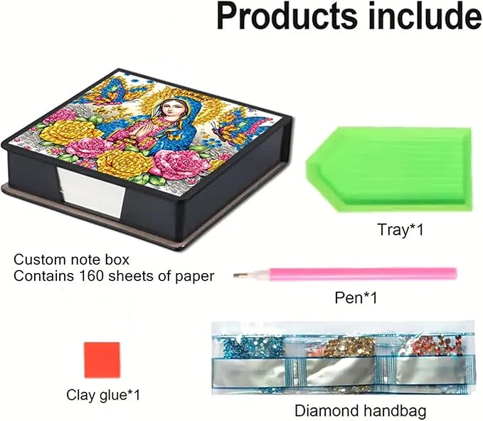 Woman Diamond Painting Kit Note Box,Memo Paper Storage Box Diamond Art,Sticky Note Holder Diamond Art,Diamond Painting Memo Pad For Office Desk. (woman)
