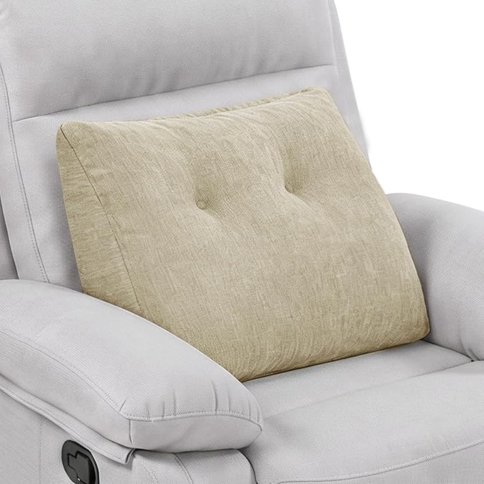 Back Support Pillow for Recliner Soft Dual Layer Lumbar Support Pillow with Shredded Memory Foam Ergonomic Orthopedic Couch Lumbar Cushions for Elderly Lower Back Pain Relief Khaki