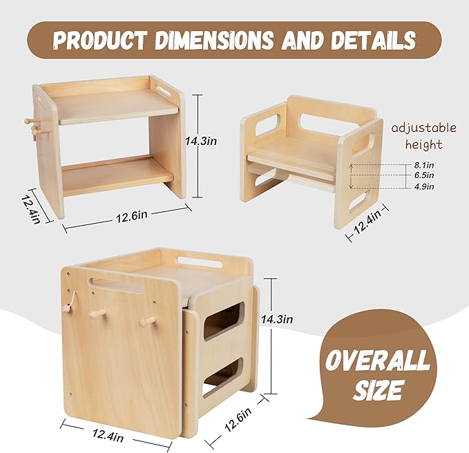 bpmfkid Montessori Weaning Table and Chair Set - Adjustable Design for Toddlers, Ideal for Mealtime, Learning, and Play