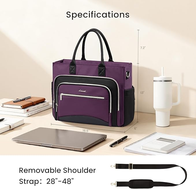LOVEVOOK Teacher Tote Bag for Women,Laptop bag with Large Cup Holder,Work bag with Accordion File Organizer Pocket,Multi-Pockets Professional Diaper Bag Nurse Bag,Handbag Purse for Work,College,Daily