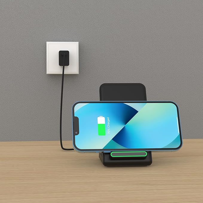 Fast Wireless Charger, 15W Wireless Charging Stand Compatible with Samsung Galaxy S24/S23/S22/S21/S20, for iPhone 17/16/15/14/13/12/11/XR/8, for Google Pixel 9 8 7,and More.