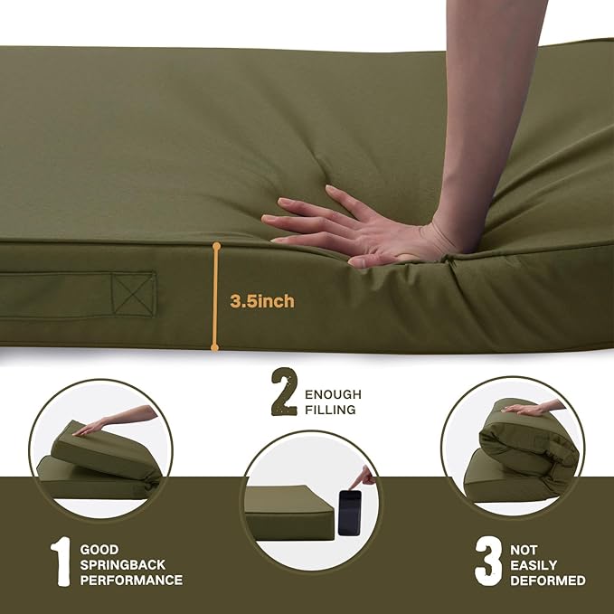 Outdoor Bench Cushion Waterproof with Memory Foam,Patio Bench Cushions for Outdoor/Indoor Furniture Porch Swing Cushion with Handle and Adjustable Strap,Sage Green,42x18 Inch