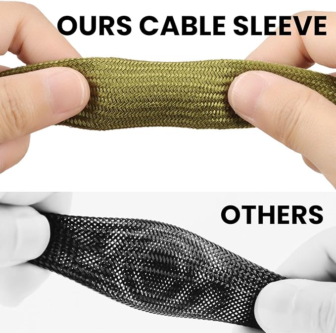 3/4" Nylon Braided Cable Sleeve Hydraulic Hose Protector, Tig Torch Protective Hose Sleeve Hydraulic Wrap Sleeve Management Wrap for Cord Tig Welding Audio Video Cable Management (Green, 10FT)
