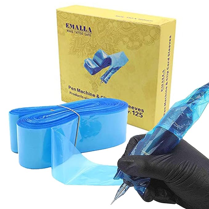 Tattoo Cord Covers Sleeves - NAQASE 125pcs Tattoo Clip Cord Cover Tattoo Pen Bags Tattoo Cord Sleeves Blue Clip Cord Covers Wrap