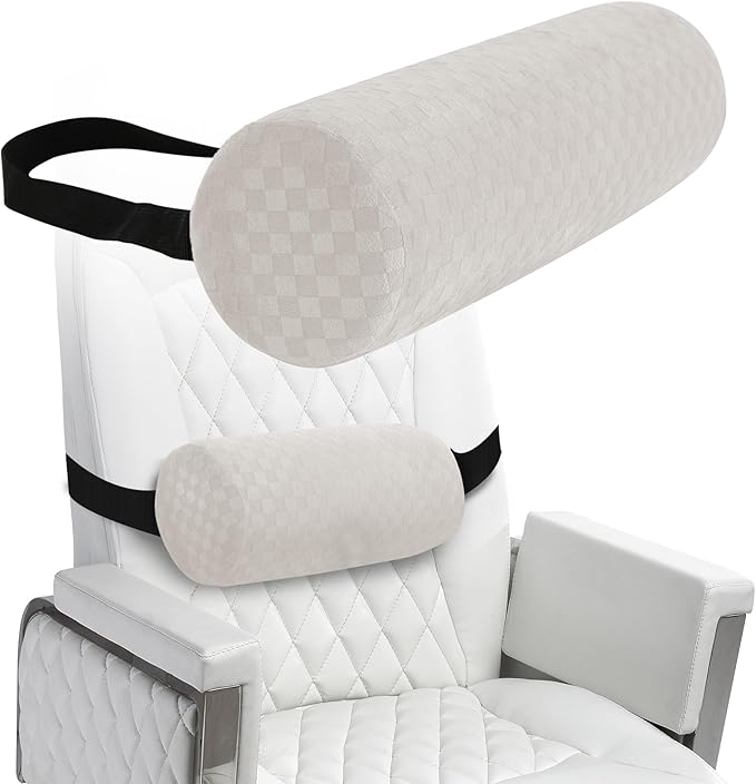 Lumbar Roll Pillow for Lower Back, Lumbar Support Foam Roll Cushion with Pillowcase and Upgraded Strap for Office, Chair, Car, Seat Pain Relief & Improving Posture (Cream, Short-11 * 4.3'')