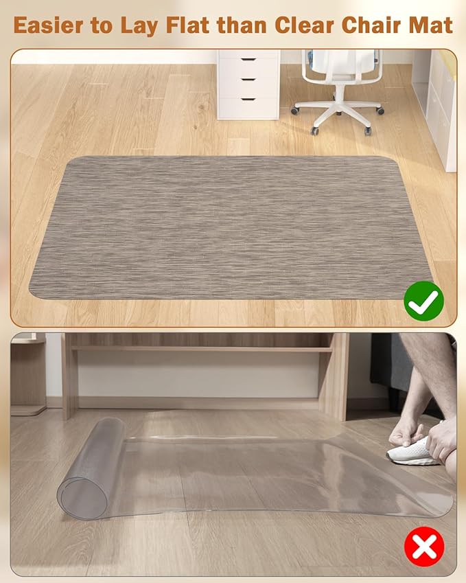 Blvornl Office Chair Mat for Hardwood Floor, 40"*55" Desk Computer Chair Mat for Hard Wood, Large Anti-Slip Hard Floor Protector for Rolling Chair, PVC Desk Rug for Office Dark Brown