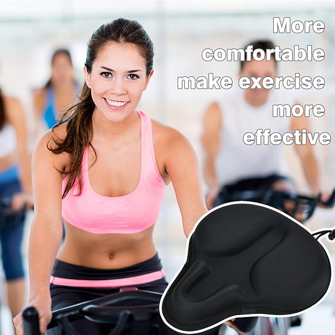 DAWAY Comfortable Bike Seat Cover - Silicone Gel & Memory Foam Padded Bike Seat Cushion for Men Women - Soft Bicycle Saddle Cover for Peloton, Stationary Exercise, Mountain Road Bikes - XL/Large/Small