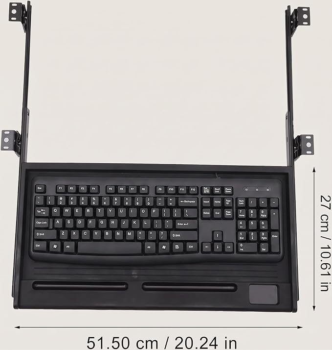 jojofuny Under Desk Keyboard Tray with Pen Organizer, Screw-Mounted Slide-Out Organizer Drawer, Space-Saving Under Desk Shelf for Mouse, Pens & Office Supplies