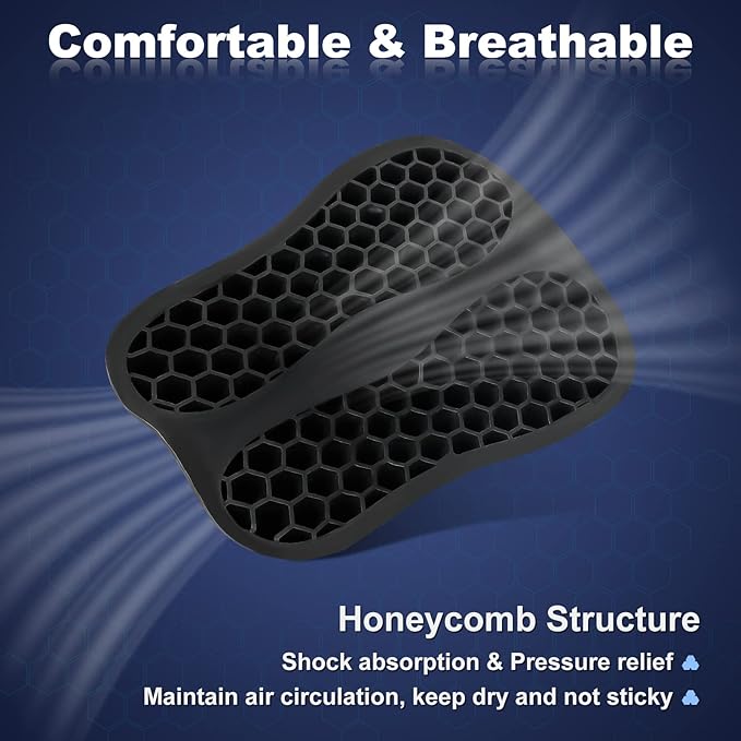 Foldable Passenger Motorcycle Gel Rear Seat Cushion, 3D-Honeycomb Structure Shock Absorption & Breathable Motorcycle Gel Seat Rear Pad for Long Rides (S)