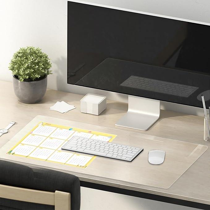 18 x 48 Inch Clear Table Cover Protector, Clear Desk Mat, Table Protector, 1.5mm Plastic Table Cover, Vinyl Table Protector, Desk Mats on Top