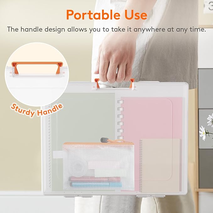 Lifewit 12 Pcs Board Game Storage Boxes, 11.9x8.7'' Paper Container with Secure Latch, Plastic Portable Organizer with Handle & Labels for File,Document,Puzzles, Cards, Art Supplies