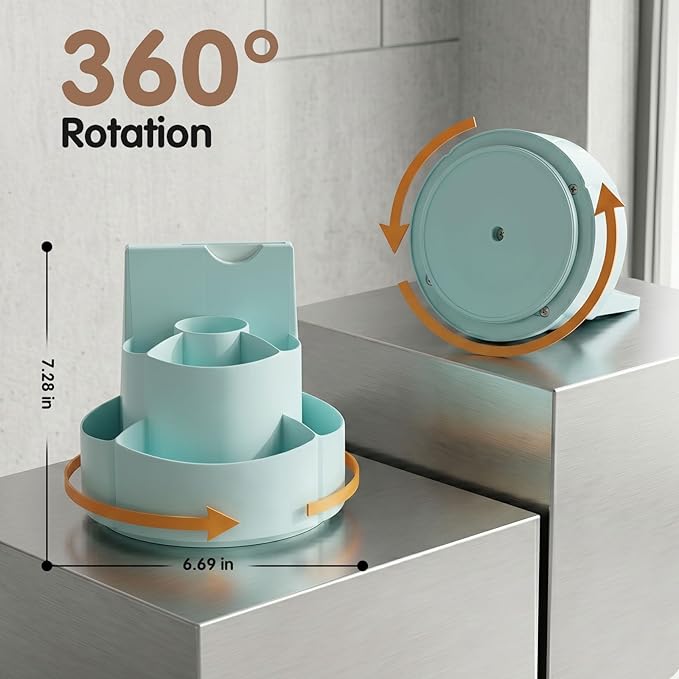 360 Rotating Pen Holder for Desk with Checklist Routine Chart Pencil Organizer To Do List Planning Board with Slider Pen Organizer with 7 Slots Desk Organizers and Accessories for Office School Home