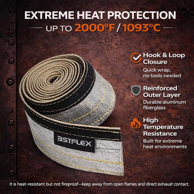 Wire Heat Shield 1/4" I.D.x 10FT for Hose Lines & Electrical Wiring, Heat Shield Wrap Automotive for Exhaust and High-Temperature Pipes with 10 Pcs Stainless Steel Ties