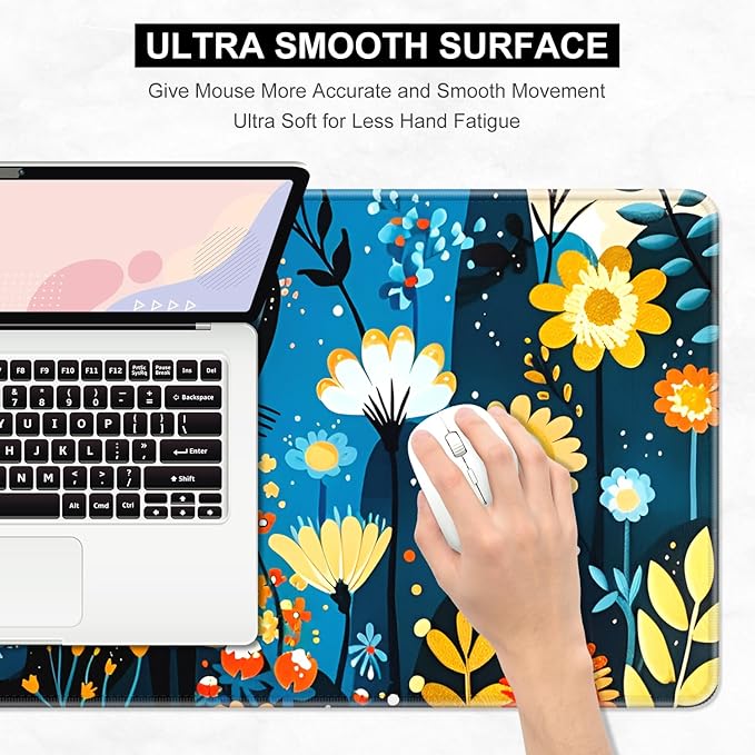 Desk Pad, 32" x 16" XXXL Extended Large Gaming Mouse Pad, Desktop Decor Desk Mat, Men Women Office Supplies and Accessories, Cute Anime Mouse Mat for Laptop & Keyboard, Colorful Flower Cat