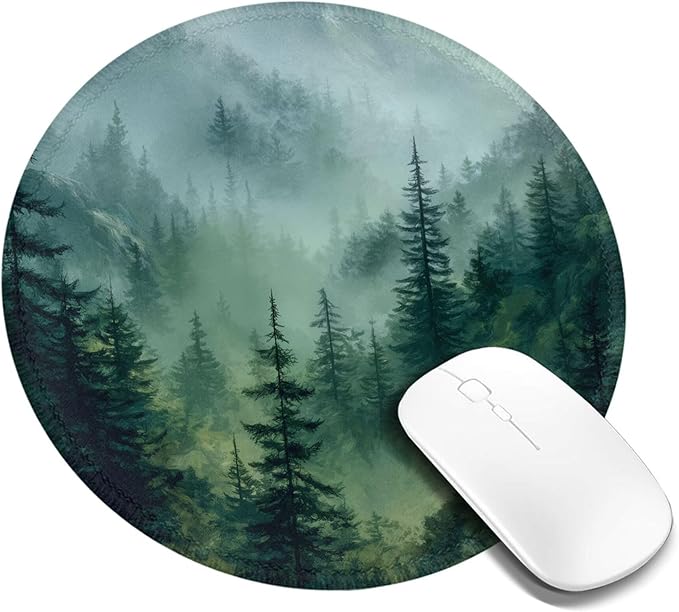 Green Mountain Round Mouse Pad Premium Textured Mouse Mat Washable Mousepads with Extended Stitched Edges Non Slip Rubber Base Small Mousepad 7.9 X 7.9 X 0.12 Inches