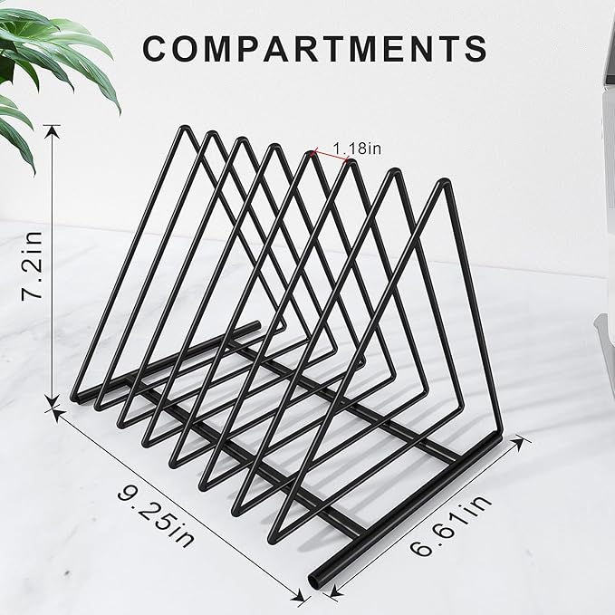 TOPCJ Triangle File Folder Racks,7 Sections File Holder,File Storage Sorter/Stand,Desktop File Organizer,Wire Organizer Rack,Magazine Folder Holder,Letter/Legal,Suitable to Hold Large/Small Items