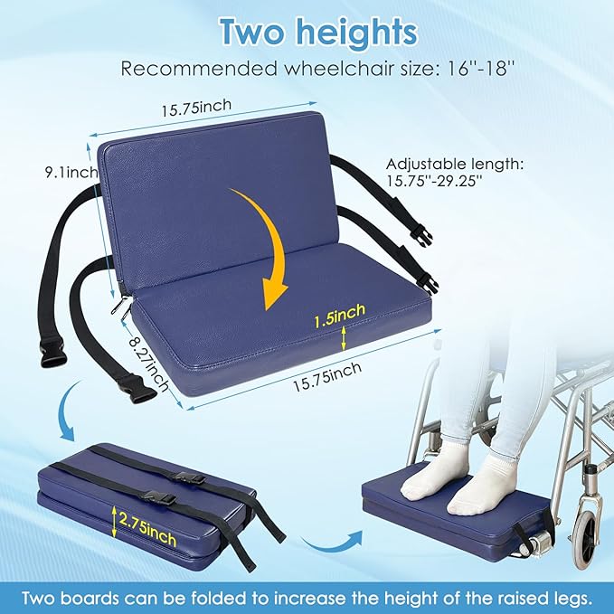 Wheelchair Foot Rest Elevating Extender Wheel Chair Leg Rest Replacement Pad Calf Supports Attachment Foam Pedal Cushion Protector Improves Posture Accessories for Elderly Disabled Patient