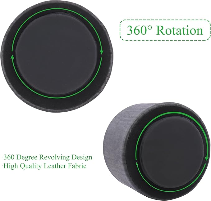 Round Leather Art Supply Organizer,Remote Control Holder,360 Degree Spinning,Multi-Functional Pencil Holder,4 Compartments Desktop Stationary Organizer(1-Thin Wood Black)