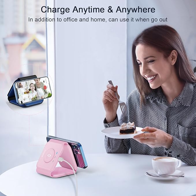 RTOPS Wireless Charger 3 in 1, Magnetic Travel Wireless Charging Station Multple Devices,GaN 3 in 1 Charging Station,Compatible for iPhone16/15/14/13/Pro/Max,iWatch,AirPods4/3/2/Pro(Adapter Includes)