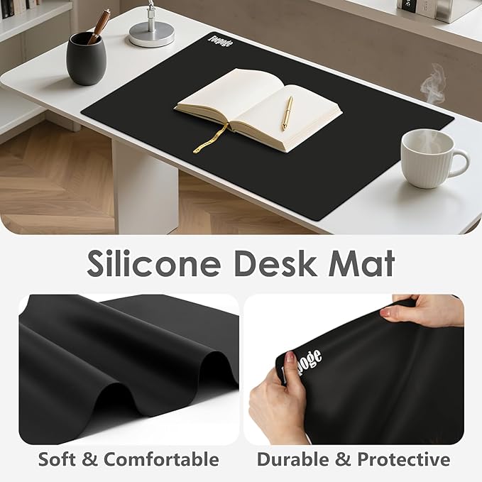 36.2" x 24" Extra Large Silicone Mat for Epoxy Resin, Nonstick Silicon Mats for Crafts Jewelry Casting, Non-Slip Kitchen Table Placemats for Countertop Protector Heat Resistant by Foepoge, Black