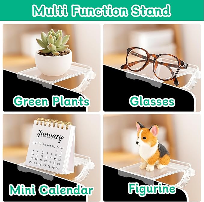 6PCs Acrylic Display Risers Stand Computer Monitor Clear Display Shelf Computer Screen Decor for Mini Figurine Home Office Desk Figures Organizer