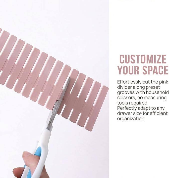 16 Pcs Adjustable Drawer Dividers, DIY Plastic Grid Separators for Clothes, Socks, Underwear, Kitchen and Office, Cuttable Drawer Organizer Dividers, 14.5 x 2.7 in (4 Packs of 4)（White）