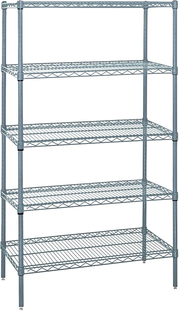 Quantum Storage Systems WR86-2154GY-5 Wire Shelving 5 Shelf Starter Units, 21" x 54" x 86", Gray Epoxy