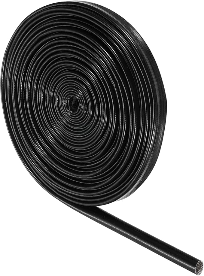 MECCANIXITY Insulation Braided Cable Sleeve,20 Ft-1/5 Inch ID Black, High Temp Silicone Fiberglass Sleeving for Cable Wrap, Automotive Wiring Protection