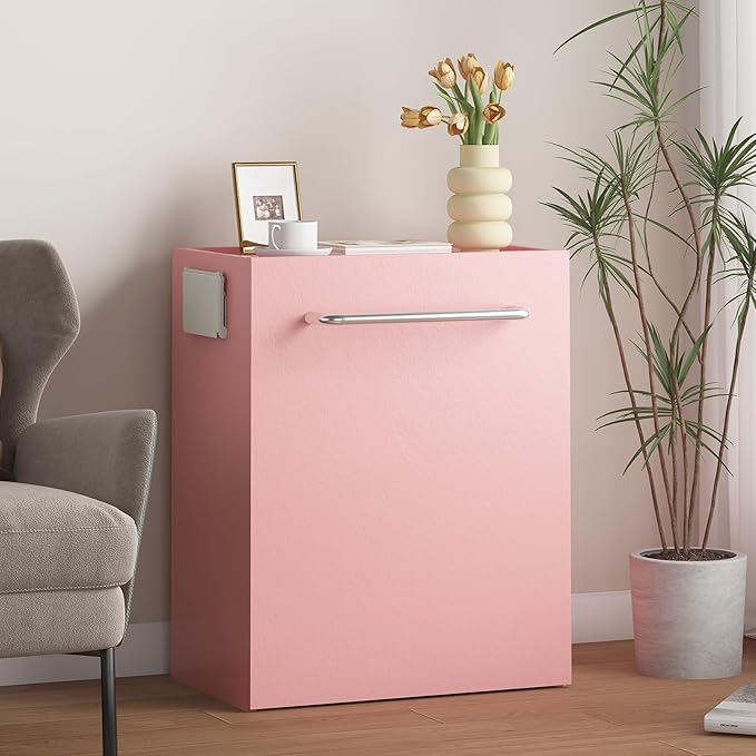 smilesun Folding Dining Table, Wall Mount Foldable Kitchen Table w/Fabric Drawer & Adjustable Storage Shelf, Space Saving Compact Expandable Pull Out Table for Small Spaces, Pink