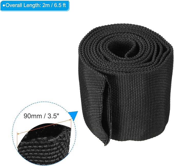 PATIKIL 2.2" Dia 6.5FT Nylon Protective Hose Sleeve, Cable Cover Sheath Protection for Welding Tig Torch Hydraulic Hose, Black