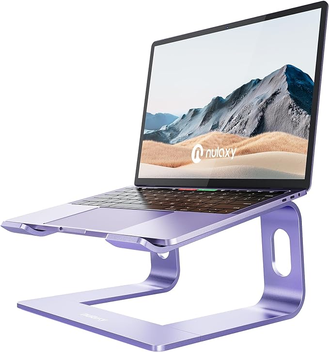 Nulaxy Ergonomic Aluminum Laptop Stand - Detachable Riser for 10-15.6' Laptops (Purple)