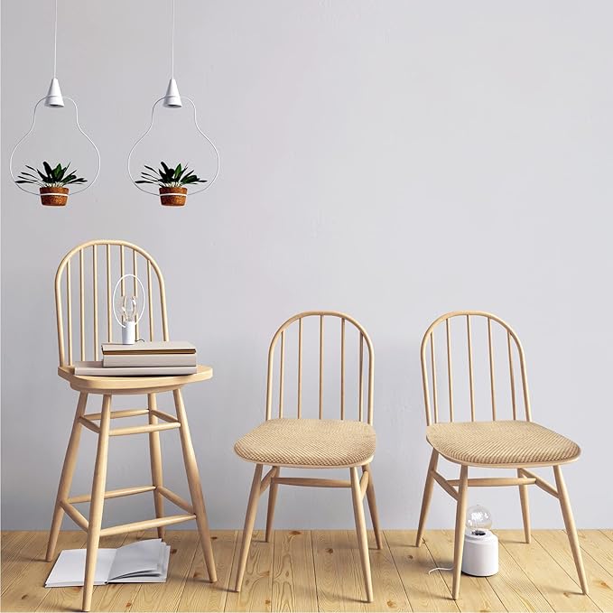 Khaki Kitchen Chairs Cushions Set of 2 Non Slip Foam Patio Seat Cushions Washable Soft Thick Pads Large Wooden Metal Dining Chair Cushions,17" x 15"